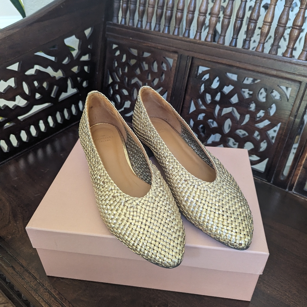 Sezane Low Anya Ballerina--Metallic Gold--US size 11